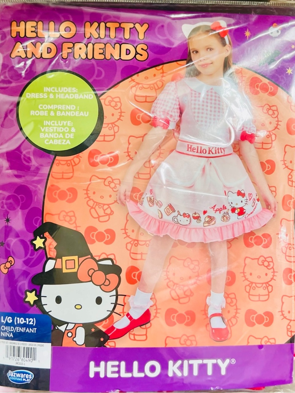 Hello Kitty Pink Girls Costume Dress with Headband Size L 10/12